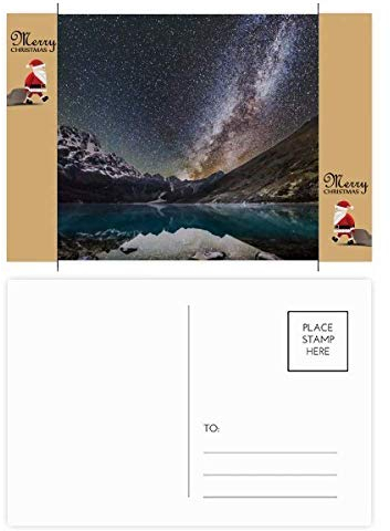 Postkarte mit Gletschersee und Sternen, Galaxie-Muster, Weihnachtsmann, Geschenk, Postkarten, 20 Stück