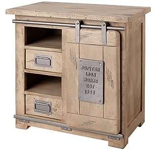 MASSIVMOEBEL24.DE Railway Kommode 70x45x70 Mango mit Schubladen, Farbe:beige lackiert, Größe:70x45x70 cm (BxTxH)