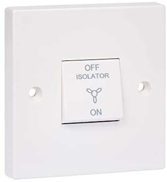 Invero 1 Gang Triple Pole Fan Isolator Switch 10 Amp Standard Square White