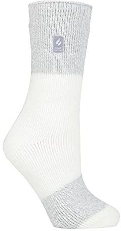HEAT HOLDERS - Damen Extra Warm Innen Flauschig Thermosocken für Geschenk | Socken für Winter (DE/NL/SE/PL, Numerisch, 37, 42, Regular, Regular, Ivory Silber (Catania))