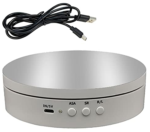 CDIYTOOL Giradischi elettrico rotante per fotografia, 45/90/180/360 gradi regolabile motorizzato supporto girevole per video live piattaforma girevole automatica prodotto tavolo display (bianco)