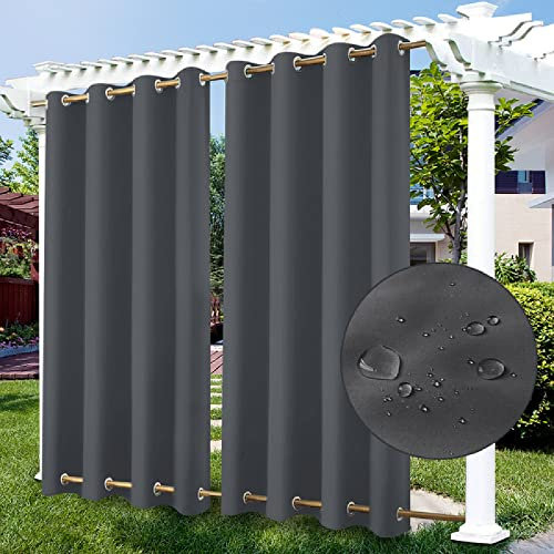 ZJXSNEH Outdoor-Vorhang, wasserdichte und wärmeisolierte Doppelösen(Oben und unten) Windschutz-Terrassenvorhang Halten Sie Privatsphäre Dunkelgrau(Breite x Hoch) B250cm x H100cm x 1PC