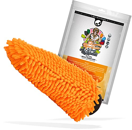 Nuke Guys XL Chenille Waschhandschuh - Auto Wasch Handschuh aus Ultra sanften Mikrofasern - Microfiber Wash Mitt - Für eine fusselfreie und kratzerfreie Autowäsche - Orange