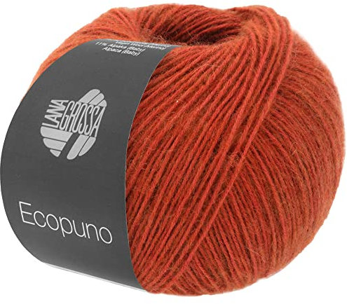 LANA GROSSA Ecopuno | Edle Netzgarnstruktur aus Baumwolle gefüllt mit Merino/Alpaka | Handstrickgarn aus 17% Schurwolle & 11% Alpaka Wolle | 50g Wolle zum Stricken & Häkeln | 215m Garn FB 73