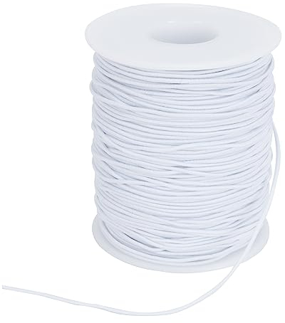 KOSHIFU Hilo Elástico para Pulseras Blanco 100m Cordón Elástico Hilo 1mm Hilo Elástico para Hacer Pulseras Costura Manualidades DIY Abalorios Fabricación