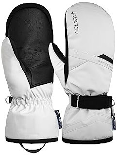 Reusch Helena R-TEX XT Mitten extra warme, wasserdichte, Winddichte und atmungsaktive Fäustlinge Fausthandschuhe Winterhandschuhe Schneehandschuhe Skihandschuhe für Damen, Weiß/Schwarz, 8,5