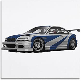 Super-Auto-Poster für BMW M3 Gtr Rennauto, Sportauto, dekoratives Gemälde, Leinwand, Wand- und Kunstbild, Familien-Schlafzimmer, Dekoration, 30 x 30 cm