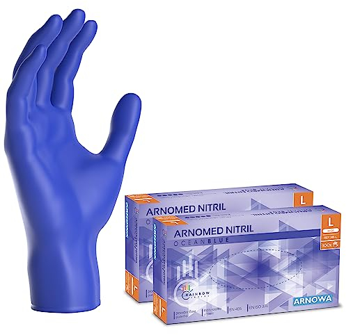 200x ARNOMED Einweghandschuhe Dunkelblau (2x100 Stk), Einmalhandschuhe L, Nitril Handschuhe Einweg, Nitrilhandschuhe puderfrei, Gummihandschuhe Einweg, Schutzhandschuhe, Handschuhe Nitril S, M, L, XL
