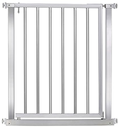 SWHC Treppenschutzgitter Ausziehbar, Treppenschutzgitter Ohne Bohren Türschutzgitter öffnet in Beide Richtungen 270° Türgitter Edelstahl Treppengitter