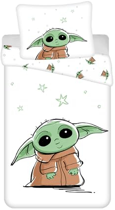 Jerry Fabrics F Bettwäsche – Star Wars – Baby Yoda – 2-teilig – Kinder – Bettbezug – wendbar – 140 x 200 cm – Kissenbezug – 70 x 90 cm – 100 % Baumwolle