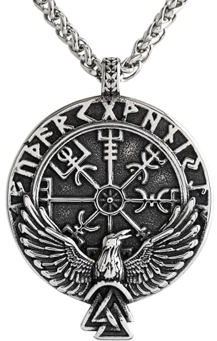 WODANICA Wikinger Halskette Herren Vegvisir Anhänger Edelstahl Schmuck Viking Runen Kelten Germanen