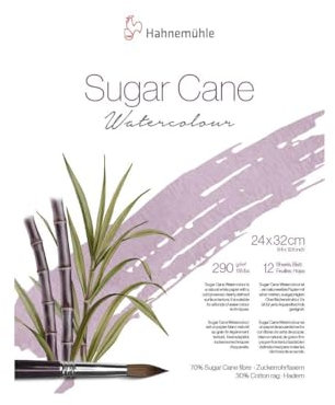 Hahnemühle Sugar Cane Watercolour, Aquarellpapier aus Zuckerrohr, 290 g/m², naturweiß, 12 Blatt (24 x 32 cm)