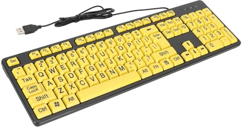 Septpenta Keyboard and Mouse, Large Print Wired Keyboard, Full Size Keyboard and Mouse Set with Big Letters and Backlight Key for Students Elderly Visually Impaired Individuals