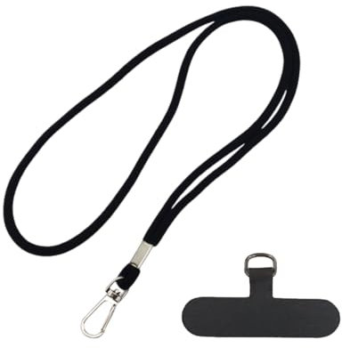 PHCOZY 1 Pcs Cordon Tour Cou pour Clés, Original Minimaliste Design Porte Badge Lanière Lanière pour Clé Design Minimaliste Original Pochette pour Carte d'Identité Lanière (Noir)