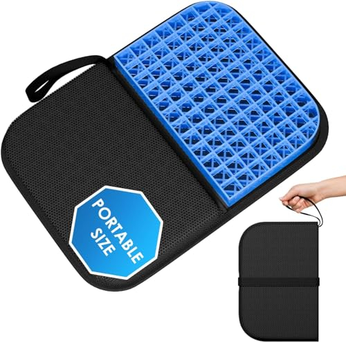 WISIMMALL Gelkissen Sitzkissen Faltbar, Gel Sitzkissen Ergonomisches Sitzkissen Tragbar Reisen Stuhlkissen Atmungsaktives Bequemes Sitzkissen Orthopädisch für Auto & Bürostuhl, Rollstuhlkissen