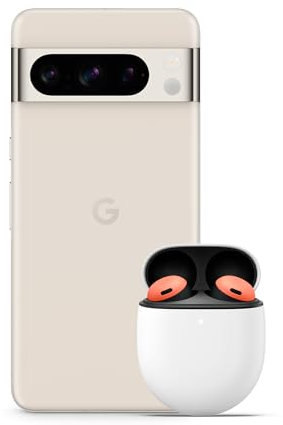 Google Pixel 8 Pro – Unlocked Android Smartphone with telephoto lens, 24-hour battery and Super Actua display – Porcelain, 128GB + Pixel Buds Pro – Wireless Earbuds – Bluetooth Headphones – Coral