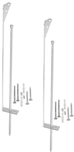 2 Sturmanker für Zäune mit Erdnagel, Gesamthöhe ca. 640 mm – feuerverzinkt, inkl. Befestigungsset