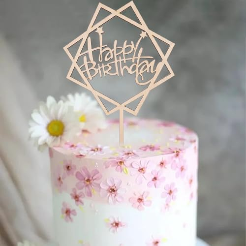 DazzJoy Happy Birthday Cake Topper Holz,Tortendeko Geburtstag,Happy Birthday Tortendeko Holz,Kuchen Deko Geburtstag,Tortenstecker Geburtstag Torten Topper für Kinder und Erwachsene