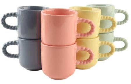 OTIX Espressotassen - Kaffeetassen - 8er Set - Kaffeebeutel - 120 ml - Keramik