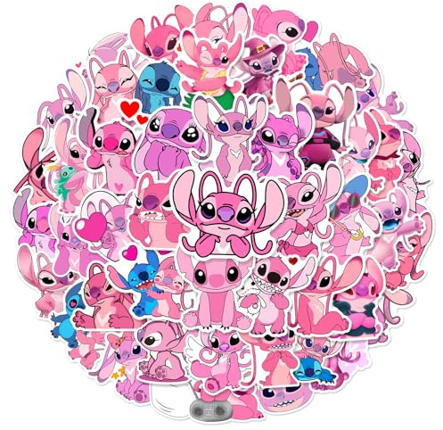 50 Pcs Pink Stitch Stickers, Cute Stickers for Water Bottle, Laptop, Scrapbook, Journaling, Waterproof Vinyl Stickers for Adults Teens