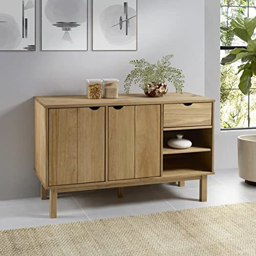Chaduof Aparador, Aparadores para Salon, Mueble Auxiliar Salón, Aparador Cocina, Muebles De Salon, Mueble Aparador, de Madera Maciza de Pino 114x43x73,5 cm