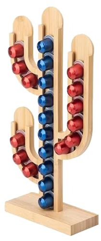 Wooden Coffee Capsule Holder in Cactus Shape | Removable and Assembled for Easy Storage and Decoration, Space Saving Design, Functional Pod Organiser | Perfect for (Rose Gold, One Size)