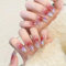 Luxury Handmade Red Ombre Press-On Nails with Gold Tips Aurora Purple Diamonds Salon Design Reusable Stick on Glossy False Nails for Parties Weddings - Tin Gift Box Packing with Tools(Q007 S)