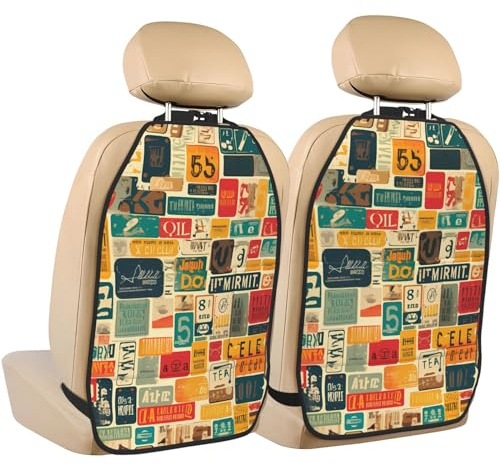 YYHWHJDE Autositzbezüge für Autositze, 2 Stück, 66,4 x 47,8 cm, universelle Autositzbezüge für SUV, Jeep, LKW und Limousine, Nummernschild-Druck