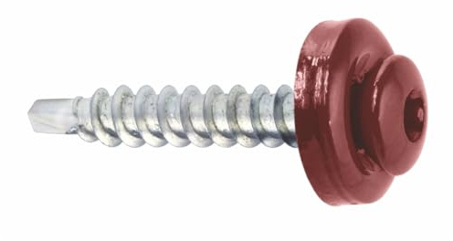 KLIMAS Spenglerschrauben Trapezblechschrauben Bohrschrauben mit EPDM Dichtscheibe für Holzunterkonstruktionen Torx TX-20 (RAL3005 - Wienrot)