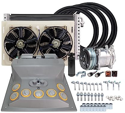 Climatiseur Pour Voiture Kit de climatisation universel automobile 12V 24V A/C for camion Minibus Van tracteur pelle RV pelle climatiseur ca(12 volts)