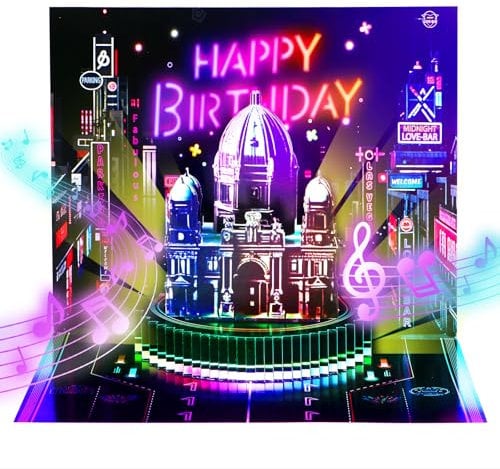APOTODITO Geburtstagskarte mit Musik und Licht, Happy Birthday Card, 3d Geburtstagskarten, Geburtstagsgeschenk für Frauen Kinder Freundin Männer (Berliner Dom)