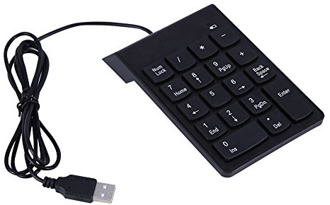 Ausla Externer Ziffernblock USB Digital Tastatur USB Numerische Tastatur 18 Tasten Number Pad Verschüttete Staub Dichte Integrierte Ergonomische Neigung Ideal für Notebook-Benutzer