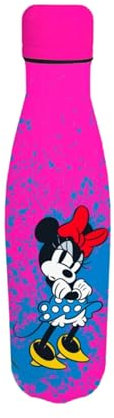 Disney Minnie Mouse Botella Reutilizable, Diseño Acero Inoxidable Botella de Agua para Niñas, Botella de Viaje, Capacidad 500 ml | Fuchsia