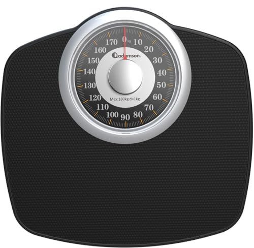 Adamson A25G Analogwaage - NEU - bis 180kg, rutschfeste Gummioberfläche, extra große Ziffern, hochpräzise Personenwaage Analog, langlebig, 20-Jahre Support für Haushalt, Schlafzimmer, Bad - Gold