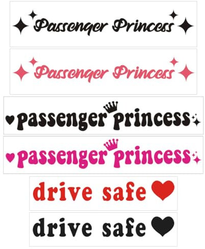 BOPRKTM 6 Stück Beifahrerprinzessin Aufkleber Passenger Princess Sticker Niedlich Lustig Prinzessinnen Aufkleber Prinzessinnen Aufkleber für Autofenster und Autodekoration, Autozubehör für Frauen