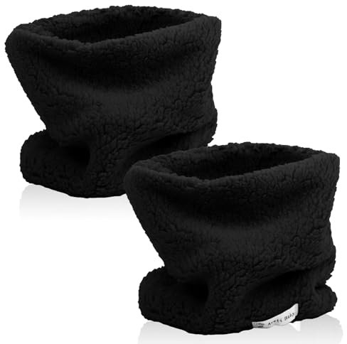 Risipu 2 Stück Winter Fleece Warm Kinder Schal Jungen Mädchen Runde Schals Winddicht Hals Wärmer Gesicht Abdeckung Maske (2Stück - Schwarz)