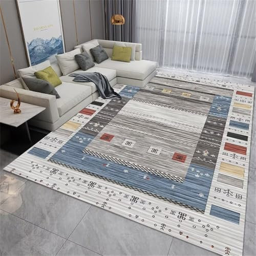 RUGMRZ Tapis De Cuisine Moumoute Chambre Minimaliste Bleu Gris Facile d'entretien Durable Carreau Ciment 160X250CM