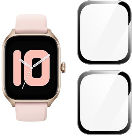 TECHO Screen Protector Compatible with Amazfit GTS 3 Protective Film [Anti-Fingerprint] [Full Coverage] [Anti-Scratch] [Ultra Shatterproof] [Bubble Free] [Crystal Clear] 3 Pack