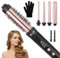Rizador de Pelo 5 en 1, Rizador con Cepillo Rizador y 4 Rizadores de Cerámica Intercambiables de 9-32 MM, Rizador de Cabello Ajustable de 160-230 ℃ con Guante y Pinzas Para el Cabello