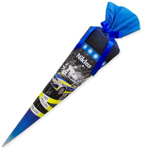 Schultüte aus Stoff Kuschel Velvet individualisierbar mit Wunschname personalisierbar 70 cm 85 cm - Jungs (85 cm, Polizei)