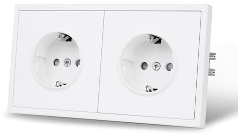 JIMEIDA Enchufe doble blanco mate empotrado suave sensación de piel con pinza de enchufe 16 Amp