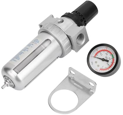 CHEOTIME Air Filter Regulator,BSP 1/2in Air Compressor wet Water Trap Filter Regulator with Mount Connection with Adjustable Pressure Control Knob,0-150 PSI