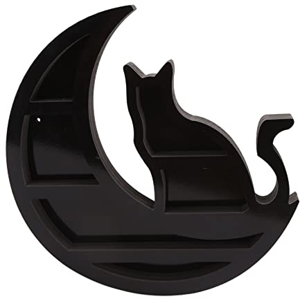 Harewtwy Katze im Mond Kristall Regal Katze Kristall ÄTherisches ÖL Display Wand Regal PVC Wohnzimmer Schlafzimmer Haus Lagerung