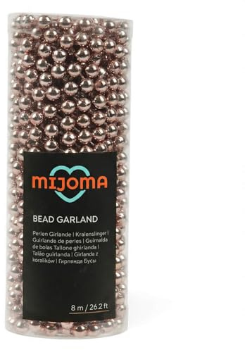 MIJOMA Perlengirlande - Elegante Perlenband, Perlenkette & Dekorative Perlenschnur - Stilvolle Tischdekoration, Weihnachten, Advent, Hochzeit - 8mm Deko-Perlen, 8 Meter (Pfirsich-Perlmutt)