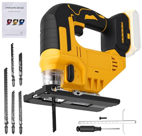 Cordless Jigsaw,Cordless Jig Saw Compatible with 20v Battery, Jigsaw Tool16500rpm, Jigsaws Cut Off Tool with Blades