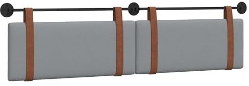 vidaXL Hängendes Kopfteil Hellgrau Antikes PU, Schlafzimmer Deko, modernes Wandkopfteil, rechteckiges Design, minimalistischer Stil, Schaumstoff Polsterung