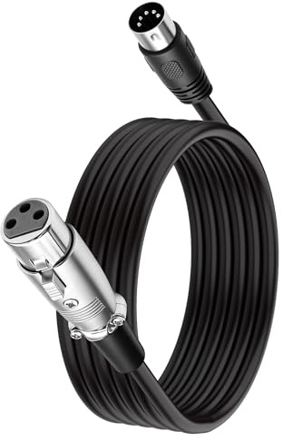 XMSJSIY MIDI 5 Pin DIN zu XLR 3 Pin Lautsprecher Instrument Audiokabel | MIDI DIN Stecker zu XLR Buchse Audiokabel für elektronische Orgel, Mixer, Klavier, Pedalboard, Synthesizer - 1.5M/4,92Fuß