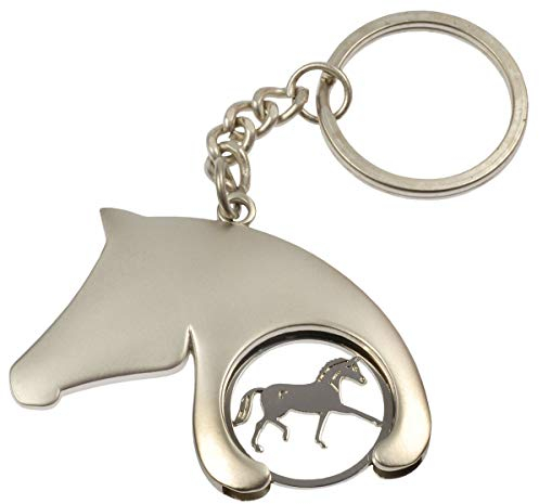 Schlüsselanhänger mit Einkaufswagenchip Pferdekopf mit Trabpferd