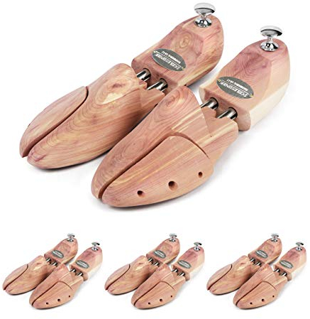 Schlesinger – 4 Paar Premium Schuhspanner aus edlem Zedernholz für Herrenschuhe. Modell Kaiser. Größe 41/42. Silber Knauf.