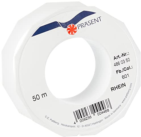 Präsent Rhein - Cordoncino in raso, 3 mm, 50 m, colore: Bianco